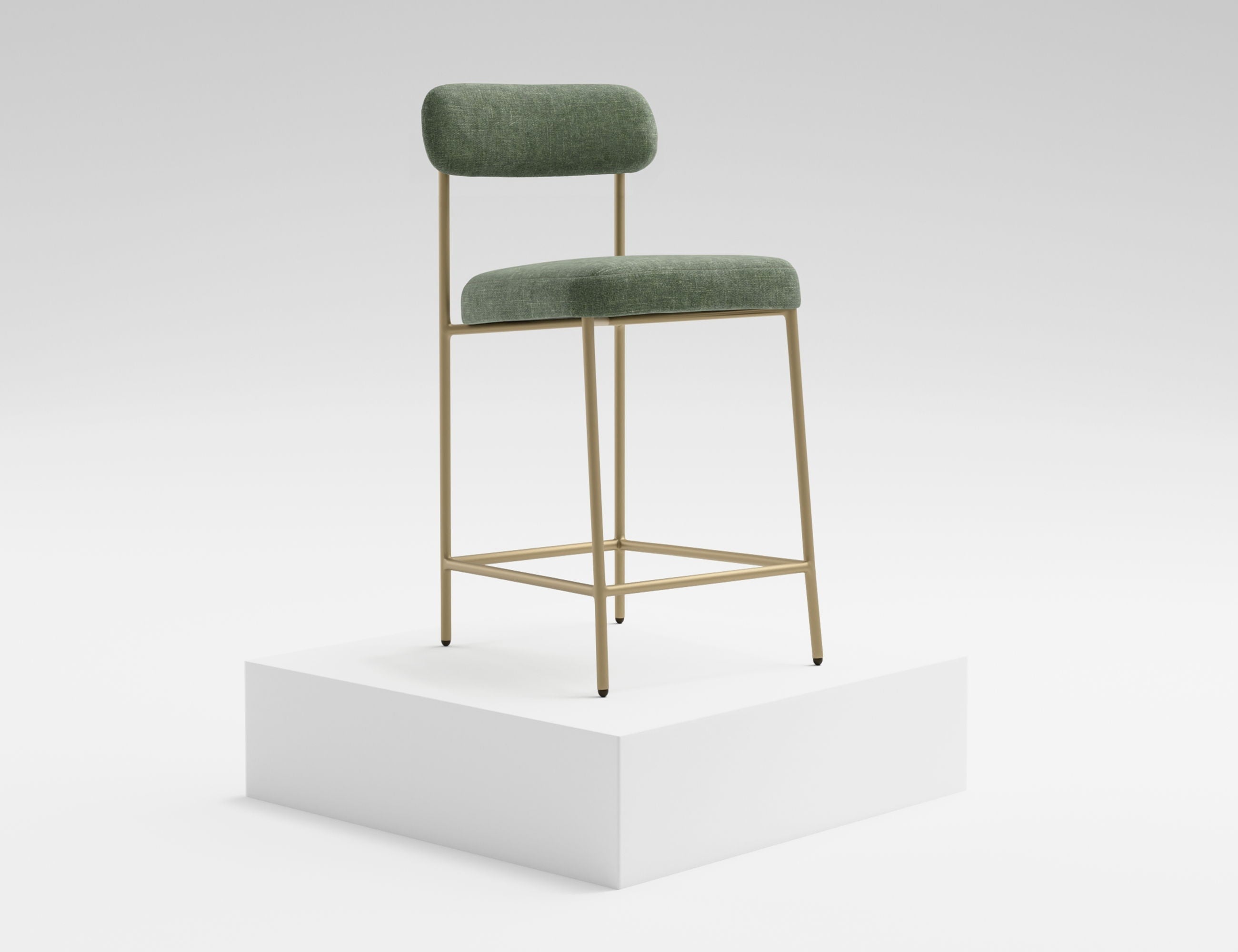 Upholstered Barstools with Wooden Frame & Metal Base - Seating - Bar Stool