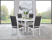 Judd Round Dining Table Set – Pearl White Table with Dark Gray