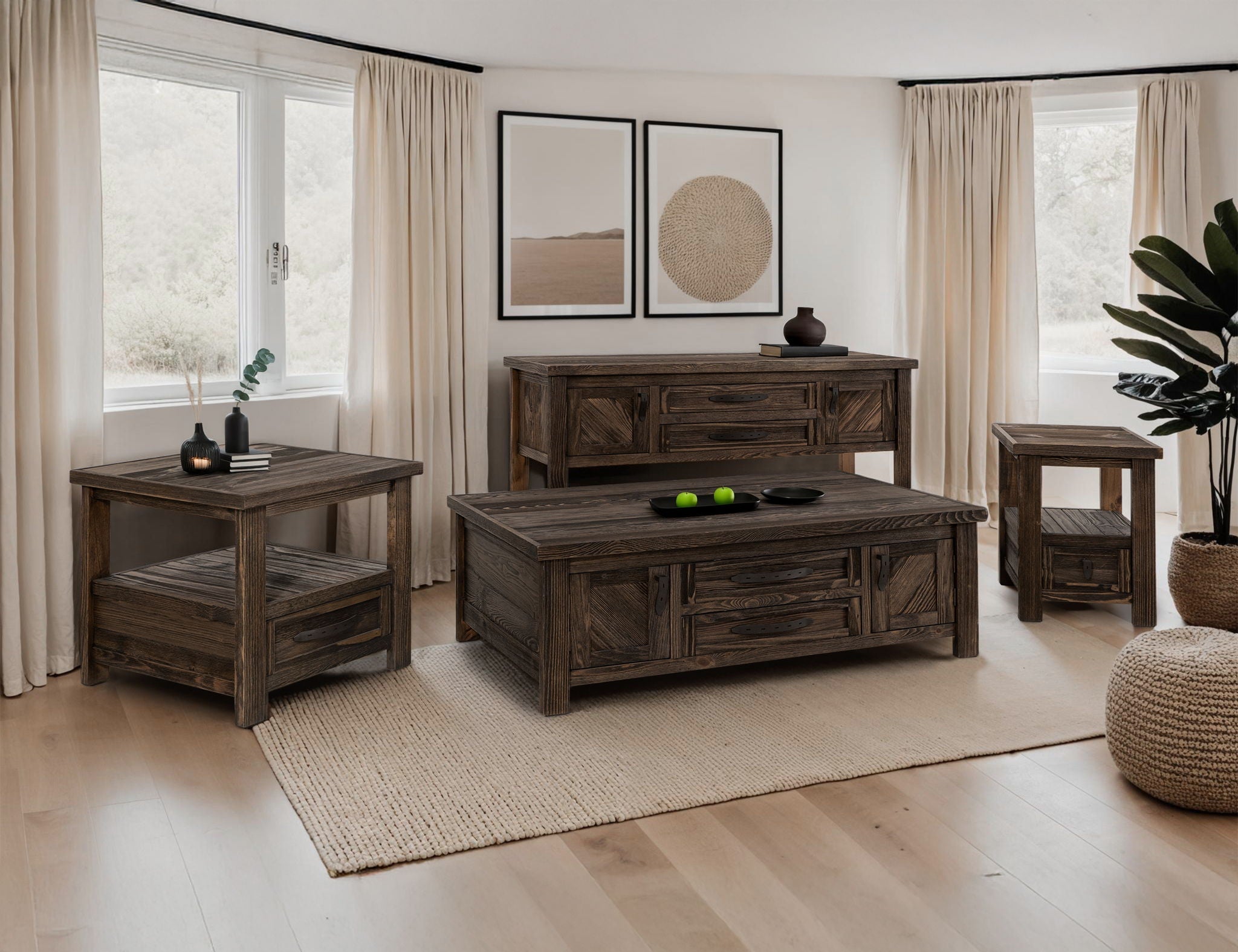 Dutton Cocktail Table Rookwood Brown – 4 Drawer