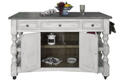 Stone - Kitchen Island With 3 Drawer / 2 Doors / 4 Shelves And Casters