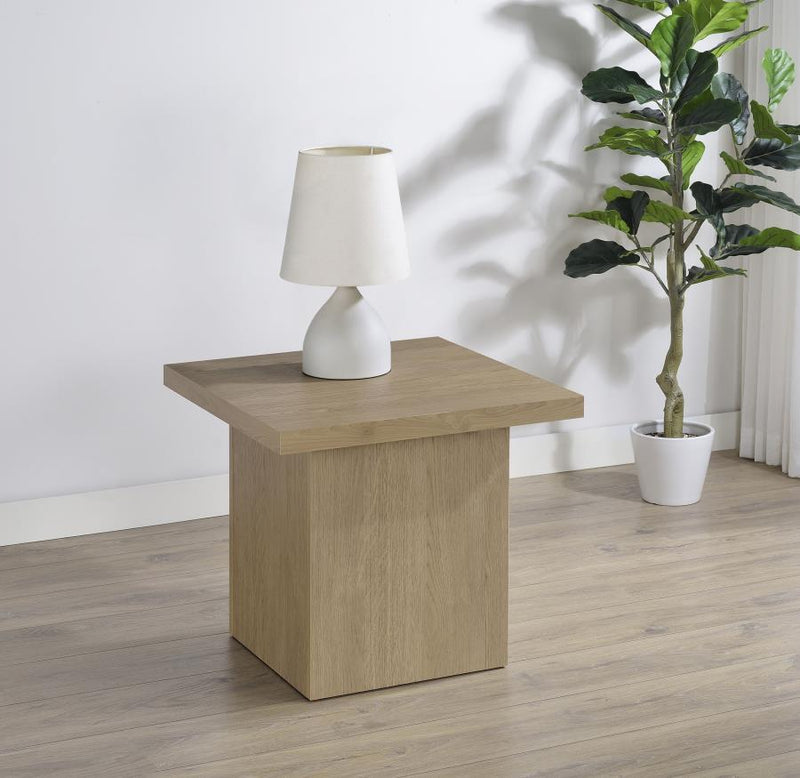 Rustic Mango Wood Square Table with Sturdy Block Base