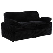 Collins Contemporary Modular Power Reclining Loveseat in Black Corduroy Fabric
