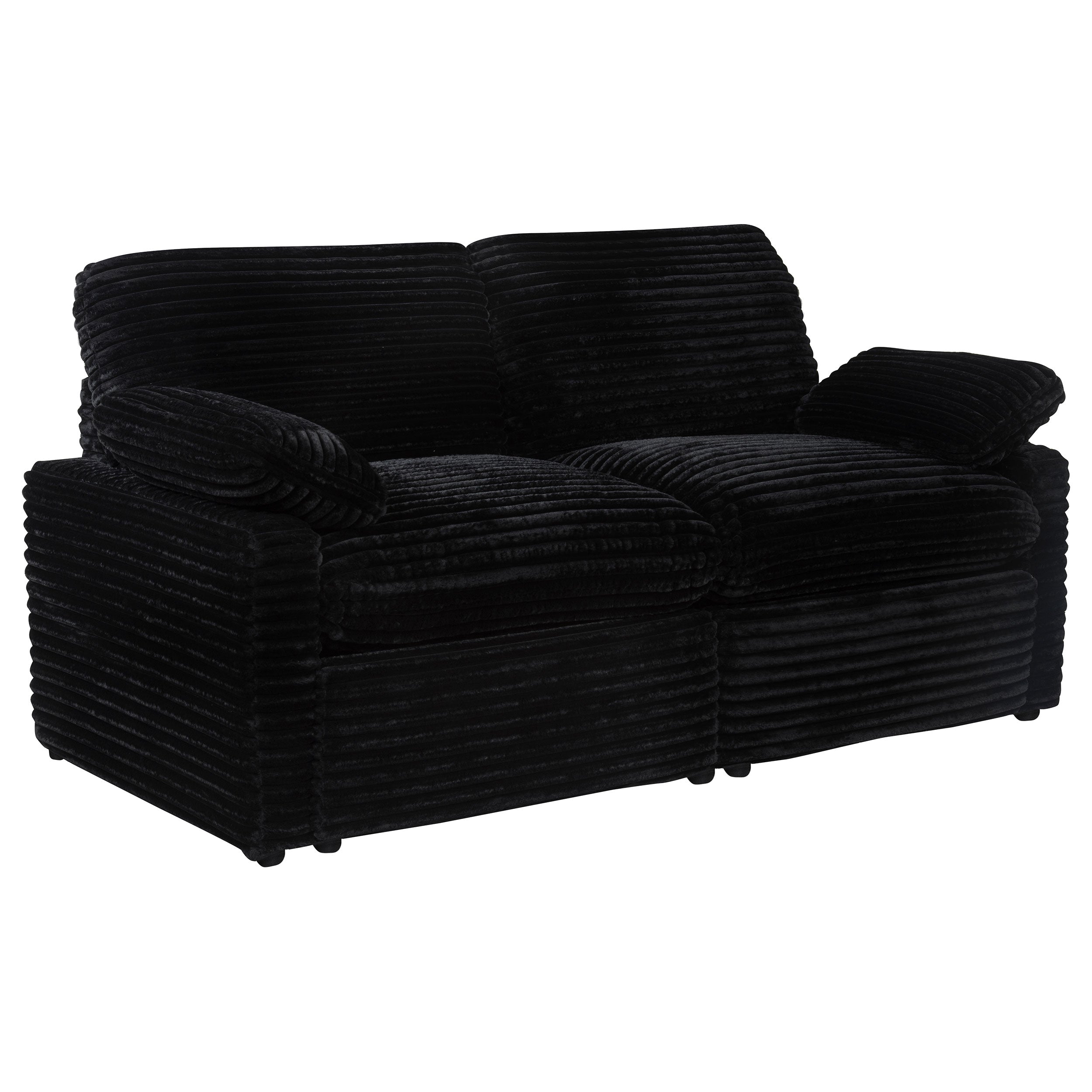 Collins Contemporary Modular Power Reclining Loveseat in Black Corduroy Fabric