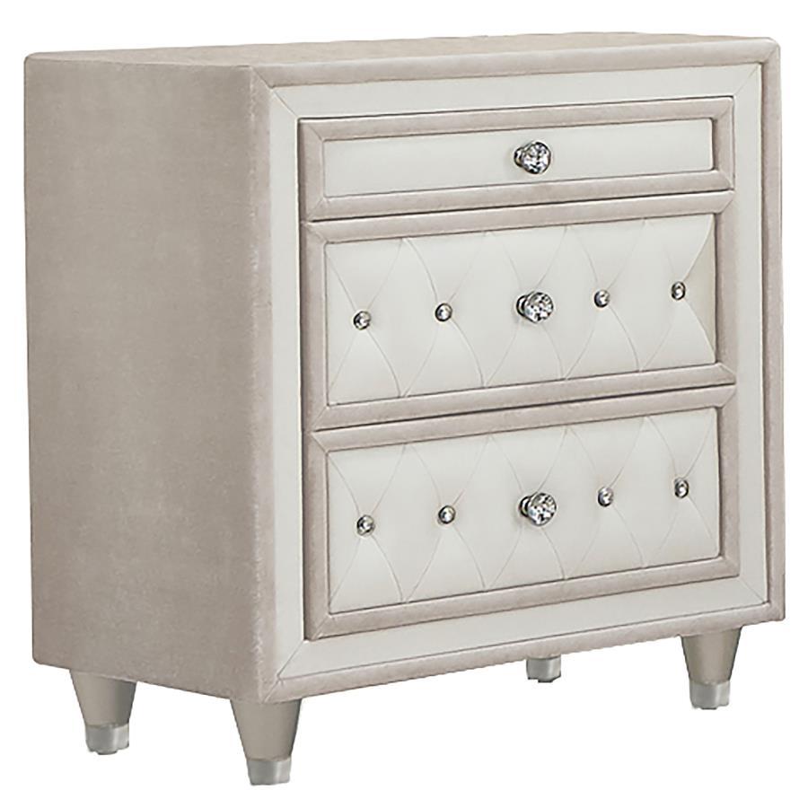 Antonella Upholstered 3-Drawer Nightstand
