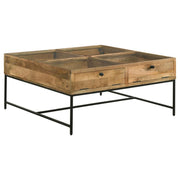Stephie 4-Drawer Square Glass Top Coffee Table