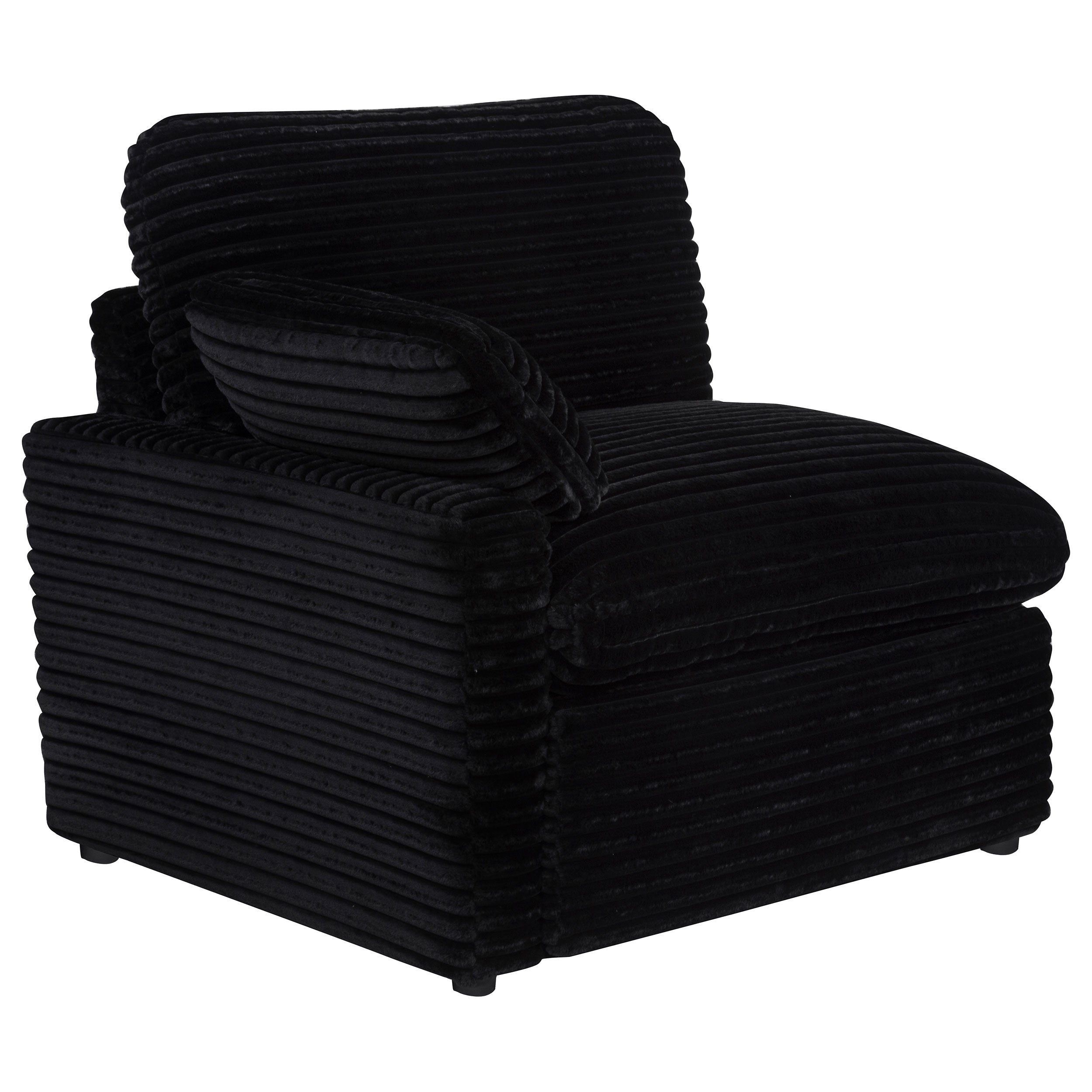 Collins Contemporary Modular Power Reclining Loveseat in Black Corduroy Fabric