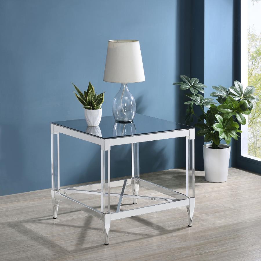 Lindley Square Tempered Mirror Acrylic Side End Table
