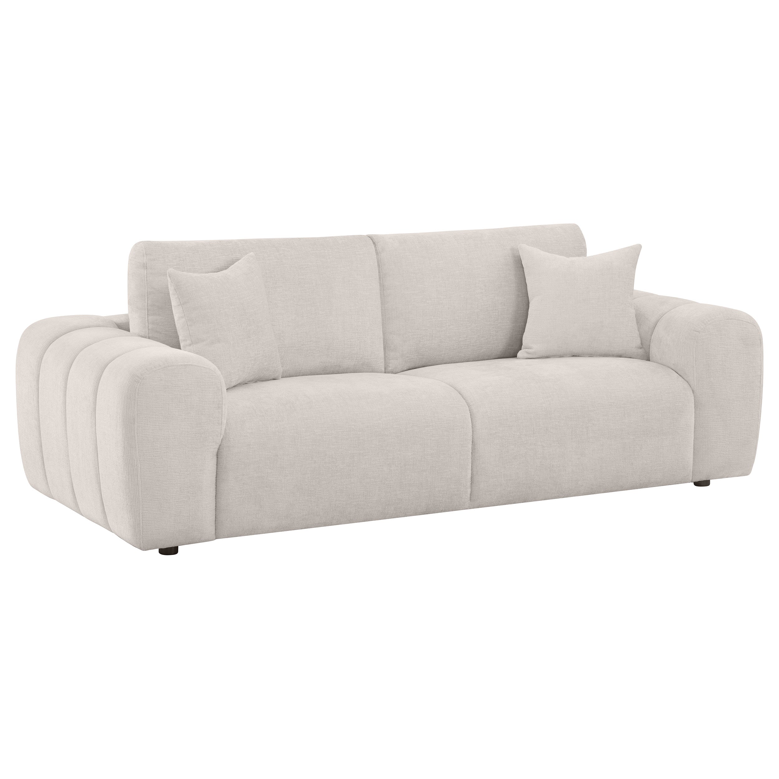 Burnett Contemporary 4-Piece Ivory Chenille Sofa, Loveseat, Chair and Ottoman Set