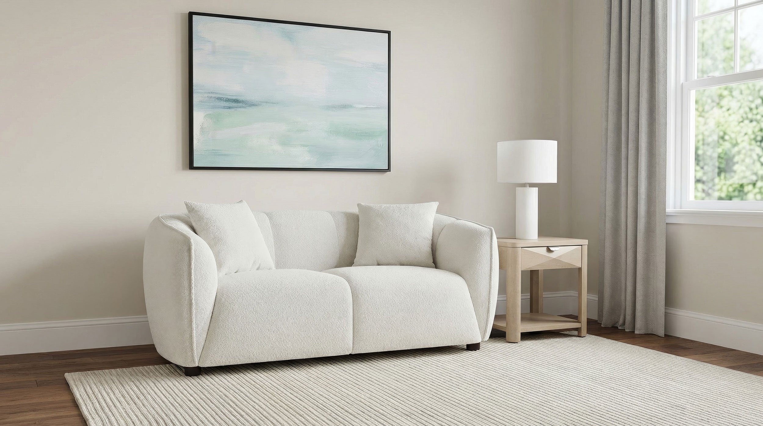 Aleisha Sand Fabric Upholstered Loveseat