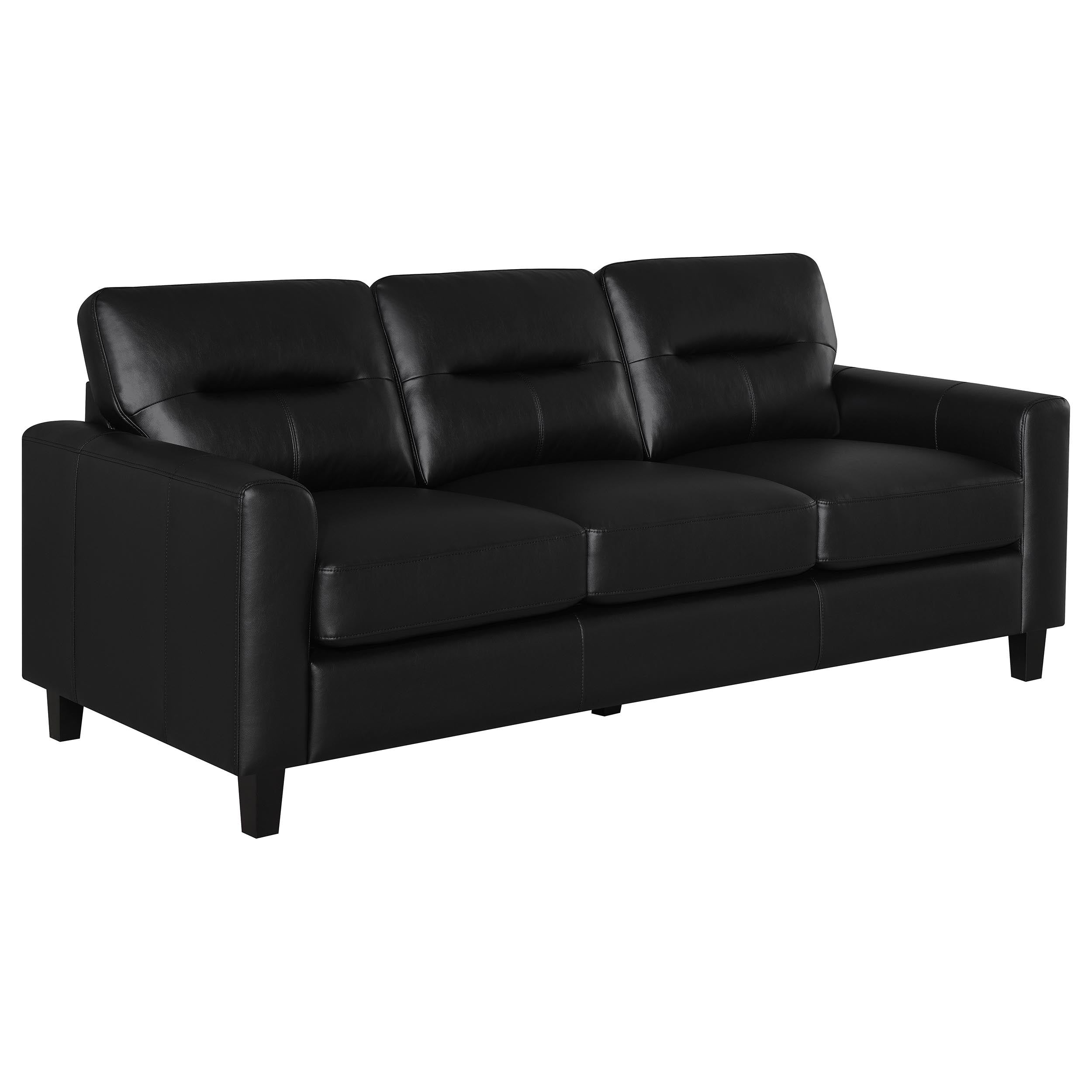 Scotland Transitional 2-Piece Black Leatherette Sofa and Loveseat Set