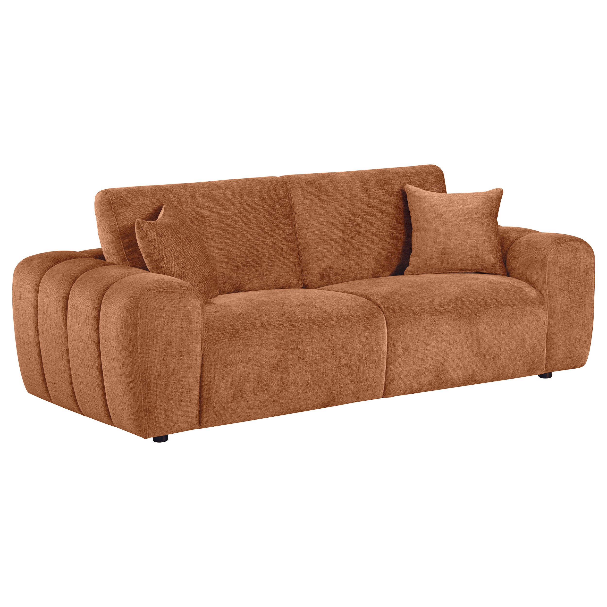 Burnett Contemporary 2-Piece Burnt Orange Chenille Sofa and Loveseat Set