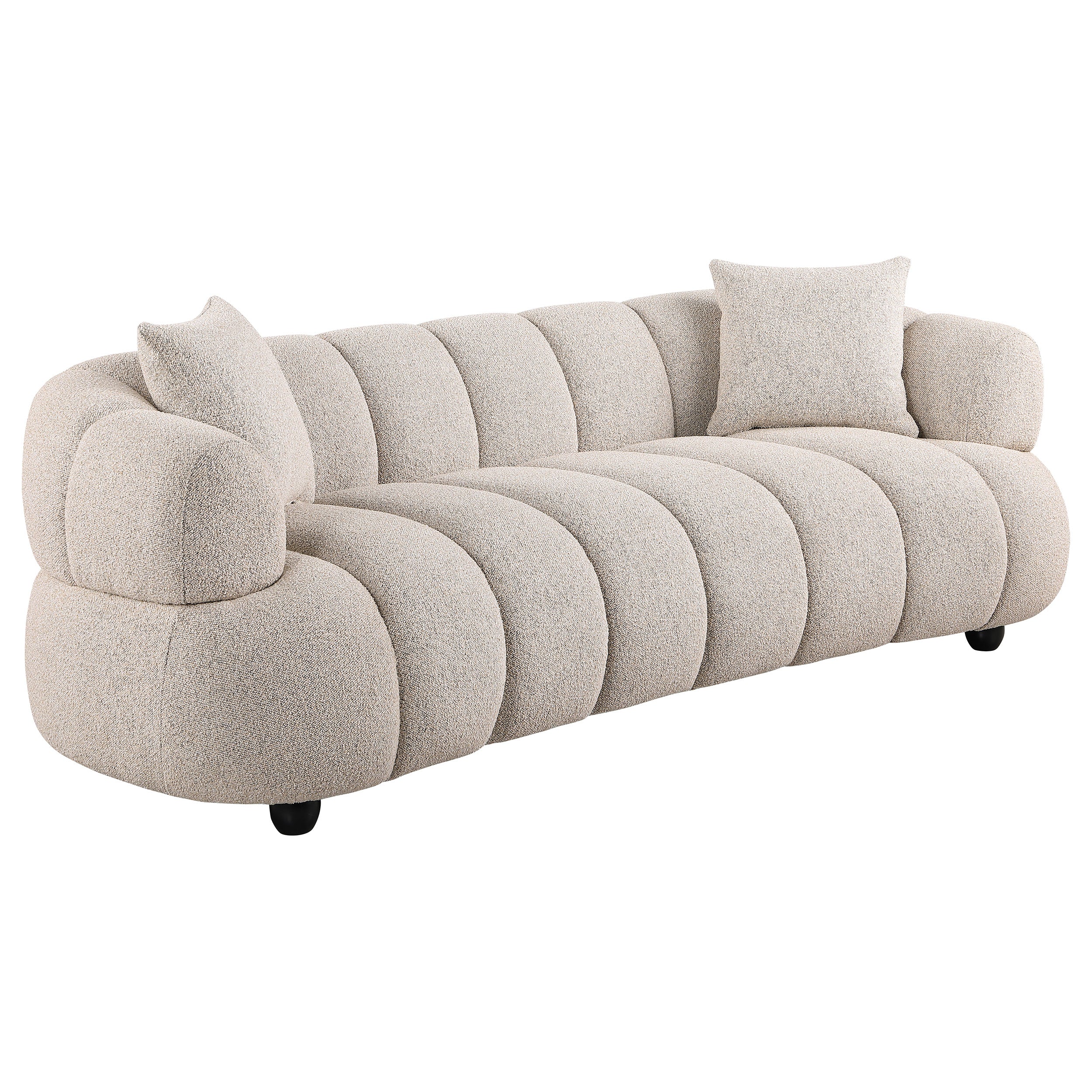 Whitney Contemporary Channel Tufted Woven Fabric Sofa Set Pebble