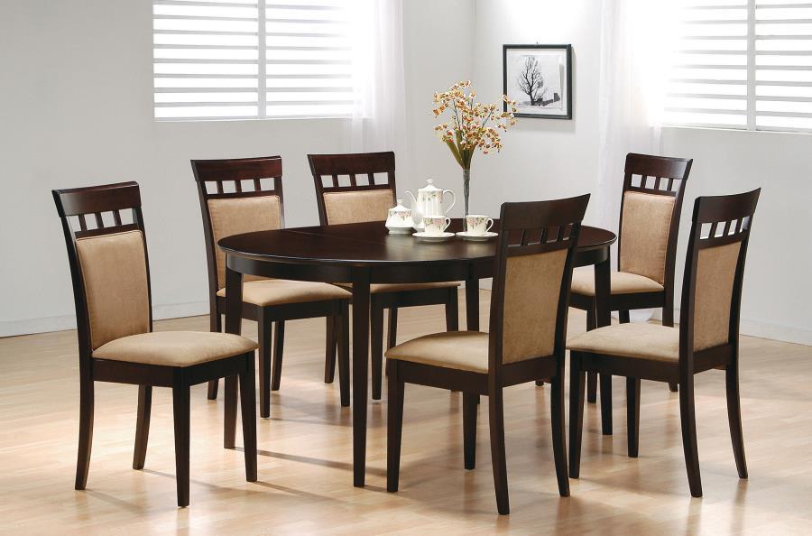 Gabriel Extension Leaf Dining Set with Dark Brown Table