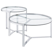 Delia 2-Piece Round Glass Top Nesting Coffee Table