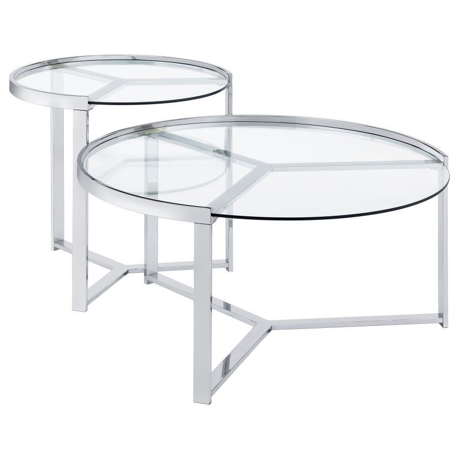 Delia 2-Piece Round Glass Top Nesting Coffee Table