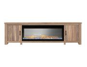 Natural Parota - Electric 2 Door Fireplace - Brown Cappuccino