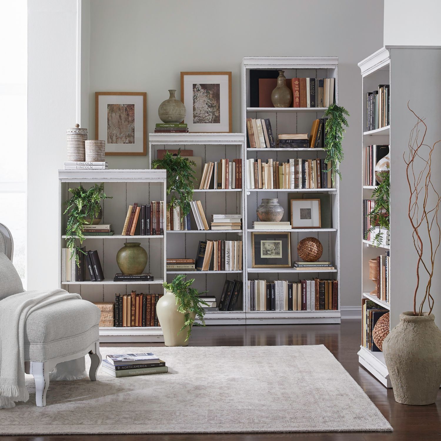 Magnolia Manor - 4 Piece Stepped Bookcase Set
