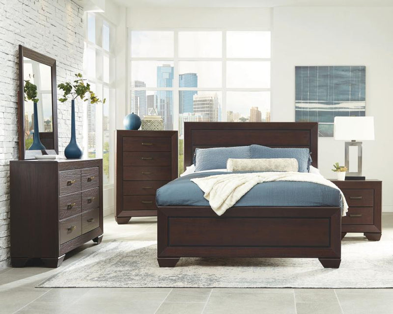 Kauffman - Wood Panel Bed in Dark Cocoa