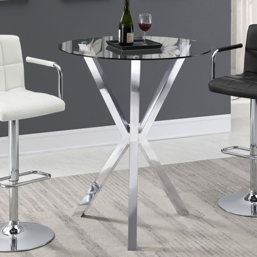 Denali Round Glass Top Bistro Bar Table
