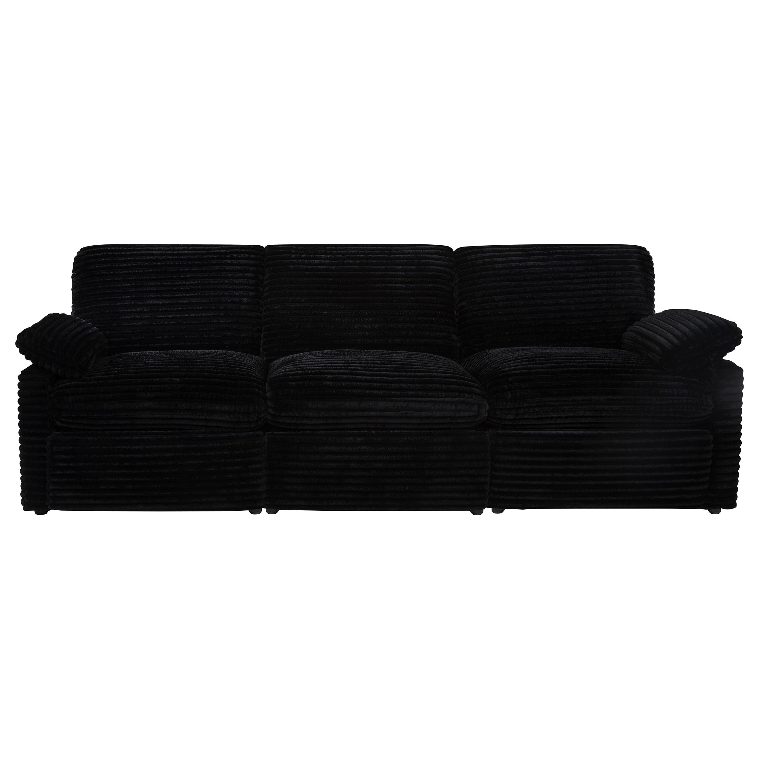 Collins Contemporary 7-Piece Modular Power Reclining Sectional Sofa in Black Corduroy Fabric