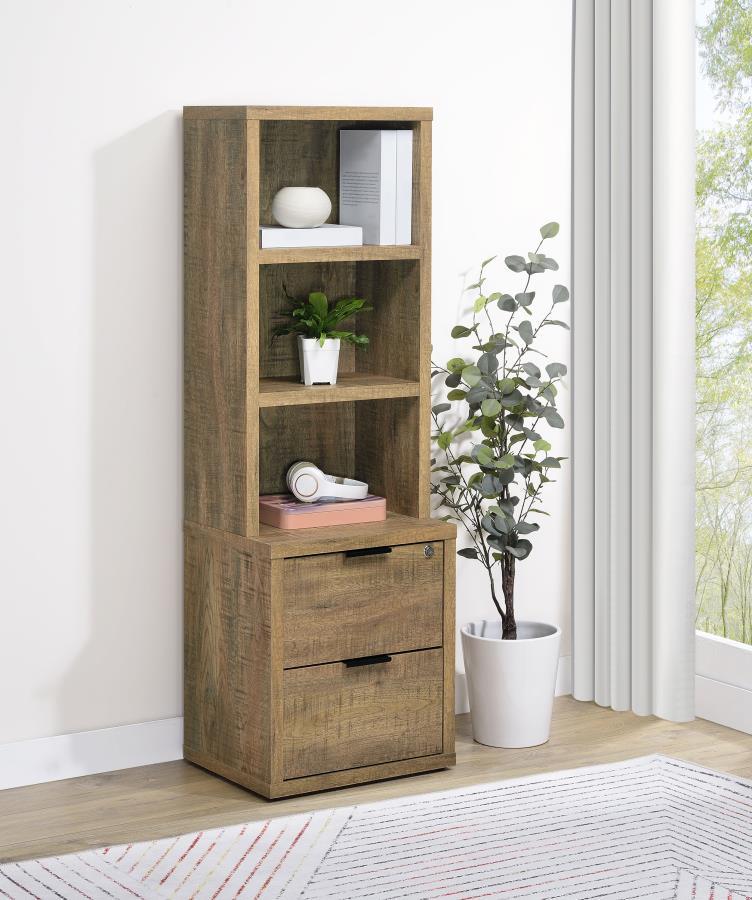 3-Shelf Bookcase with USB Charging Ports & Lockable Drawer