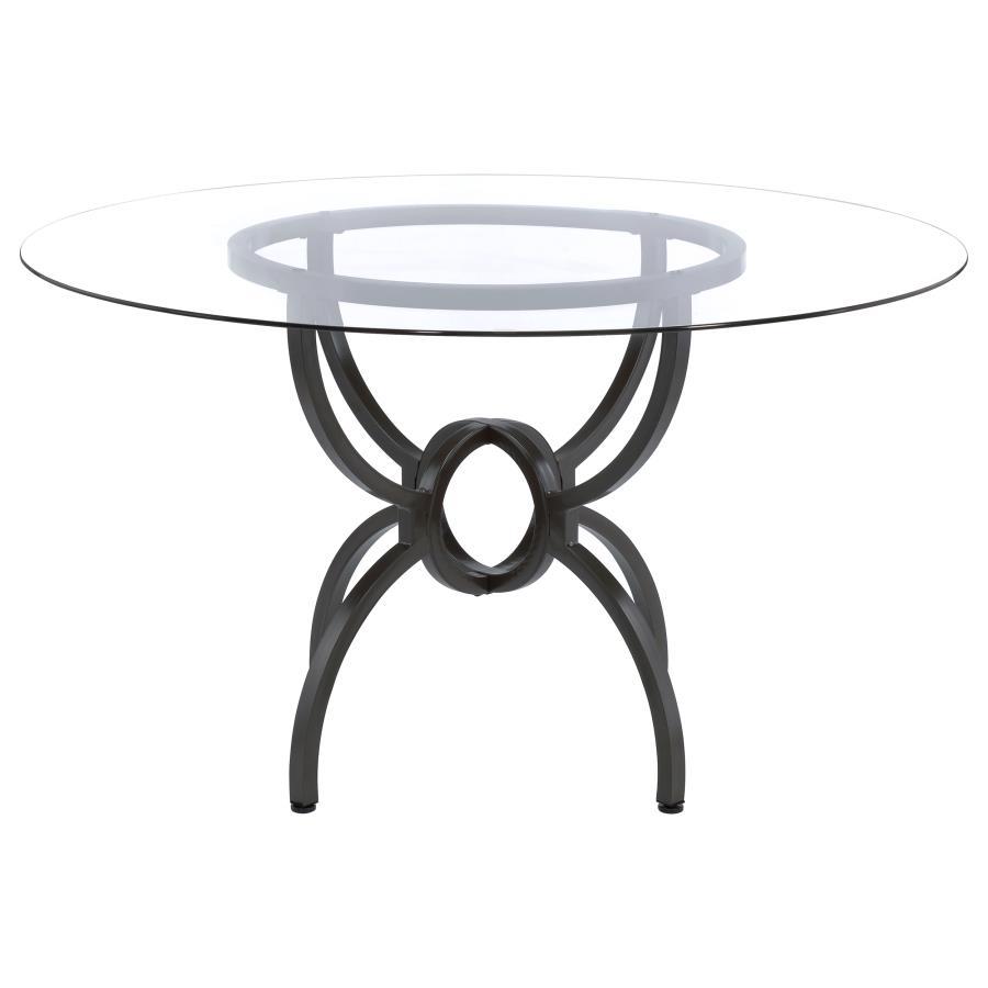 Aviano Round Glass Top Metal Dining Table