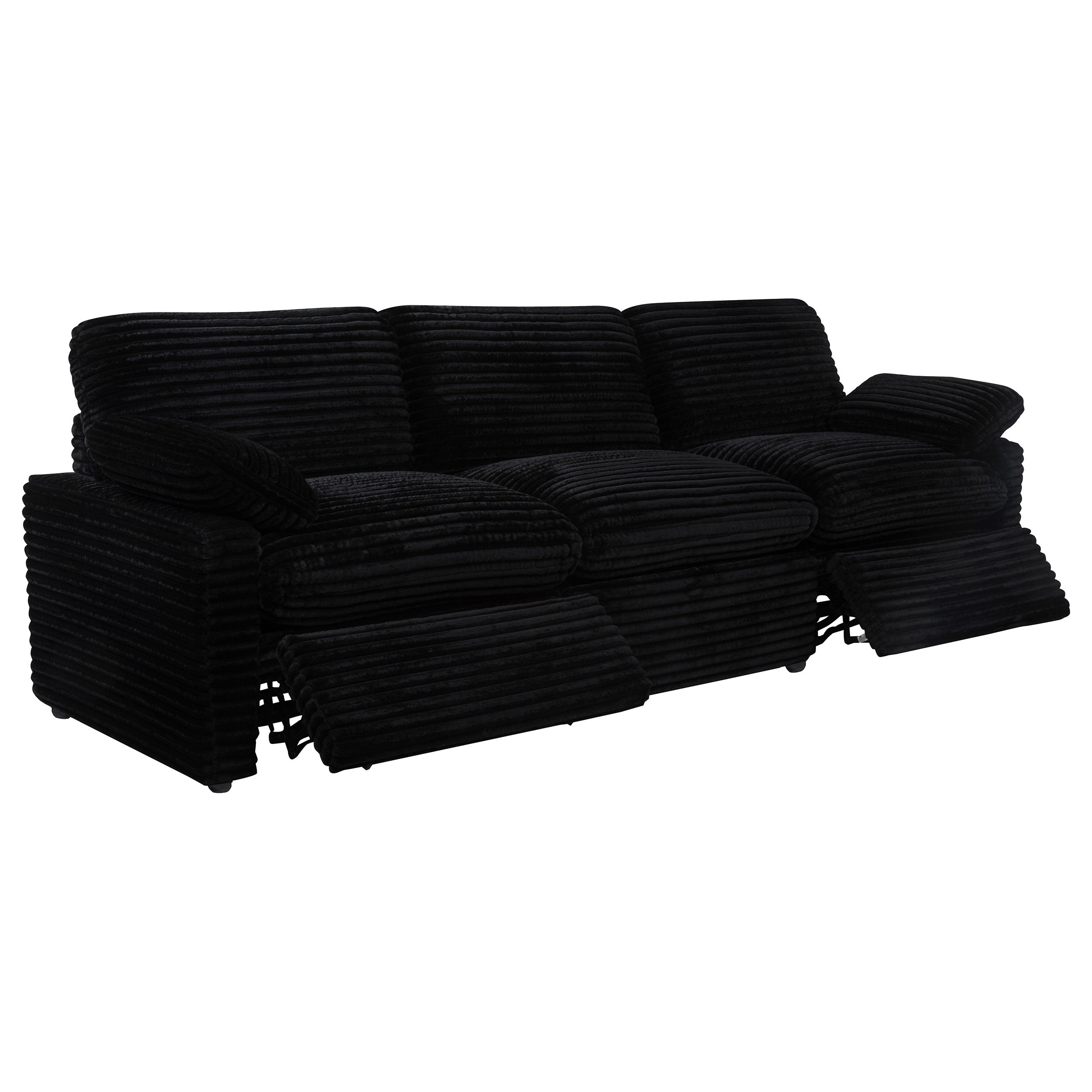 Collins Contemporary 7-Piece Modular Power Reclining Sectional Sofa in Black Corduroy Fabric