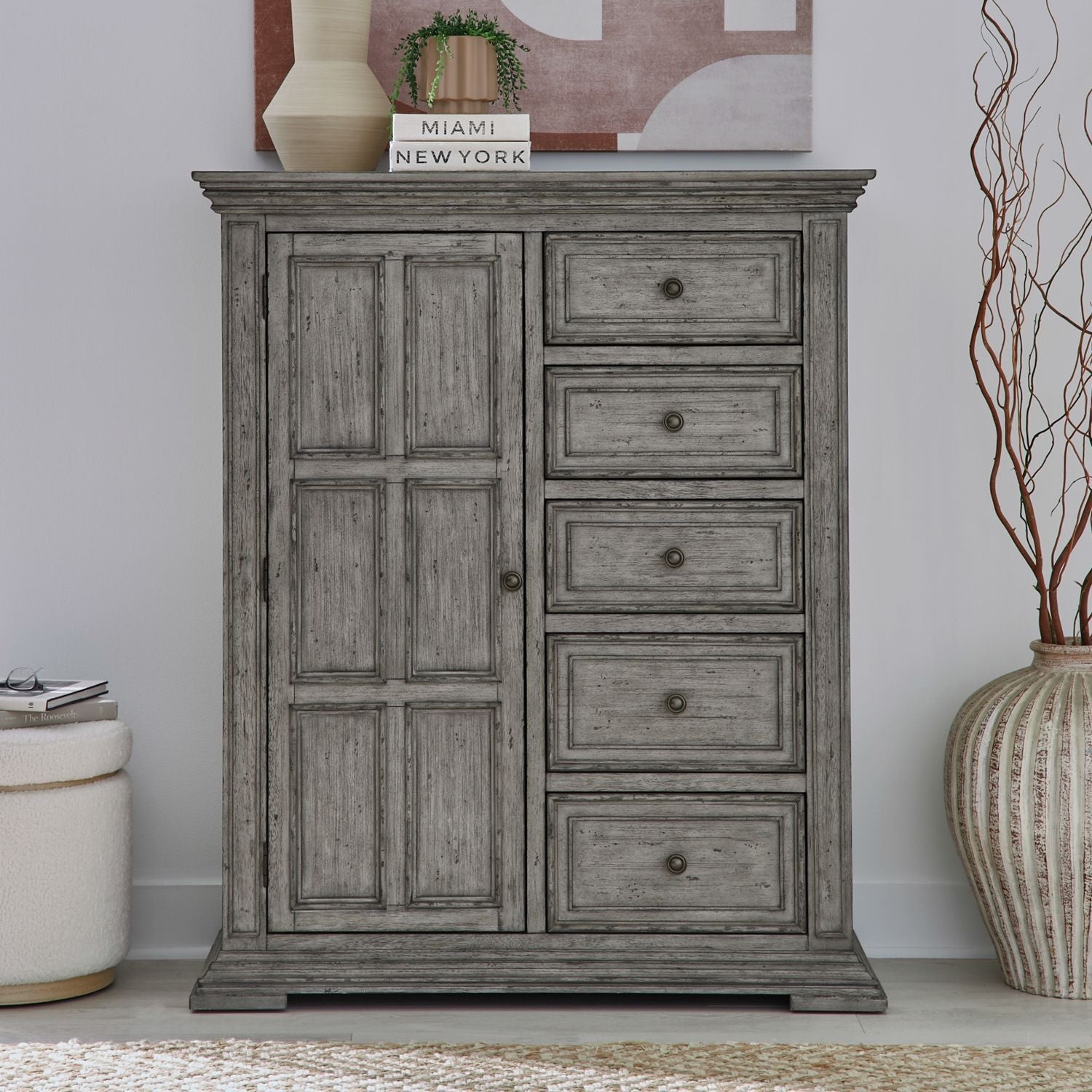 Big Valley Door Chest, 5 Drawers & 1 Door