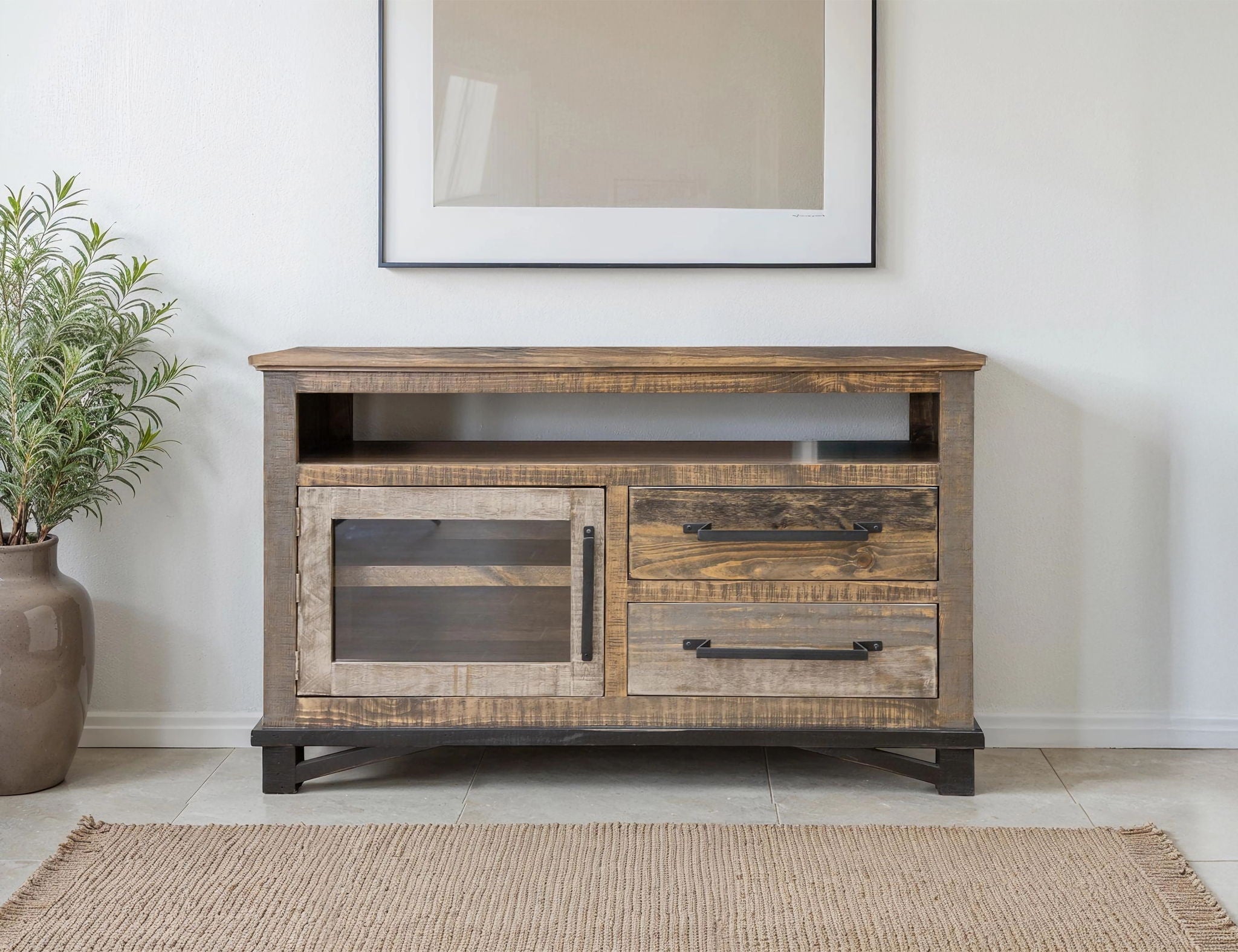 Loft TV Stand / Console in Two Tone Gray/Brown