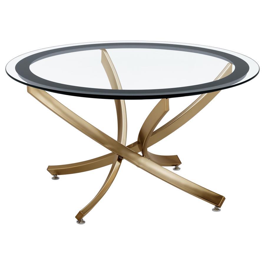 Brooke 2-Piece Round Glass Top Coffee Table Set