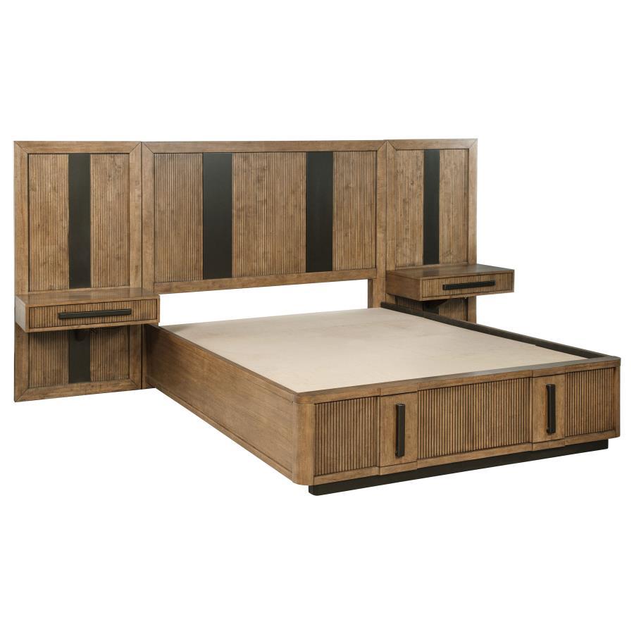 Terrace Wall Panel Storage Bed in Ash Brown