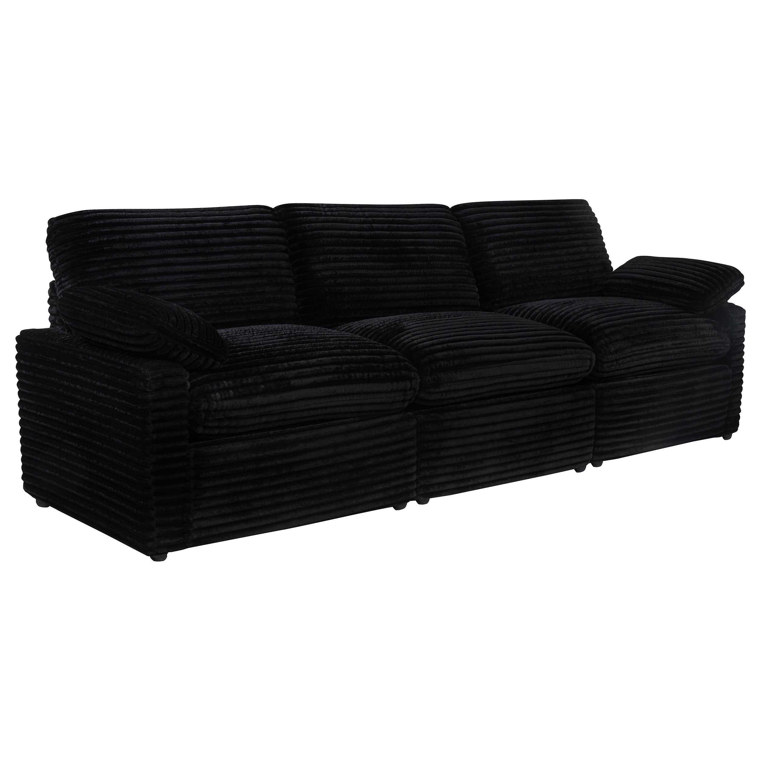 Collins Contemporary 7-Piece Modular Power Reclining Sectional Sofa in Black Corduroy Fabric