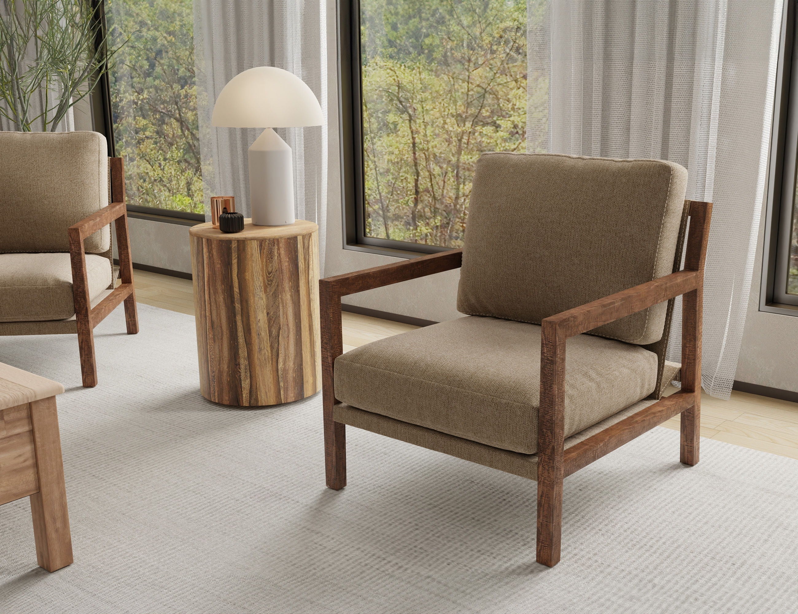 Milan Arm Chair with Solid Wood Frame