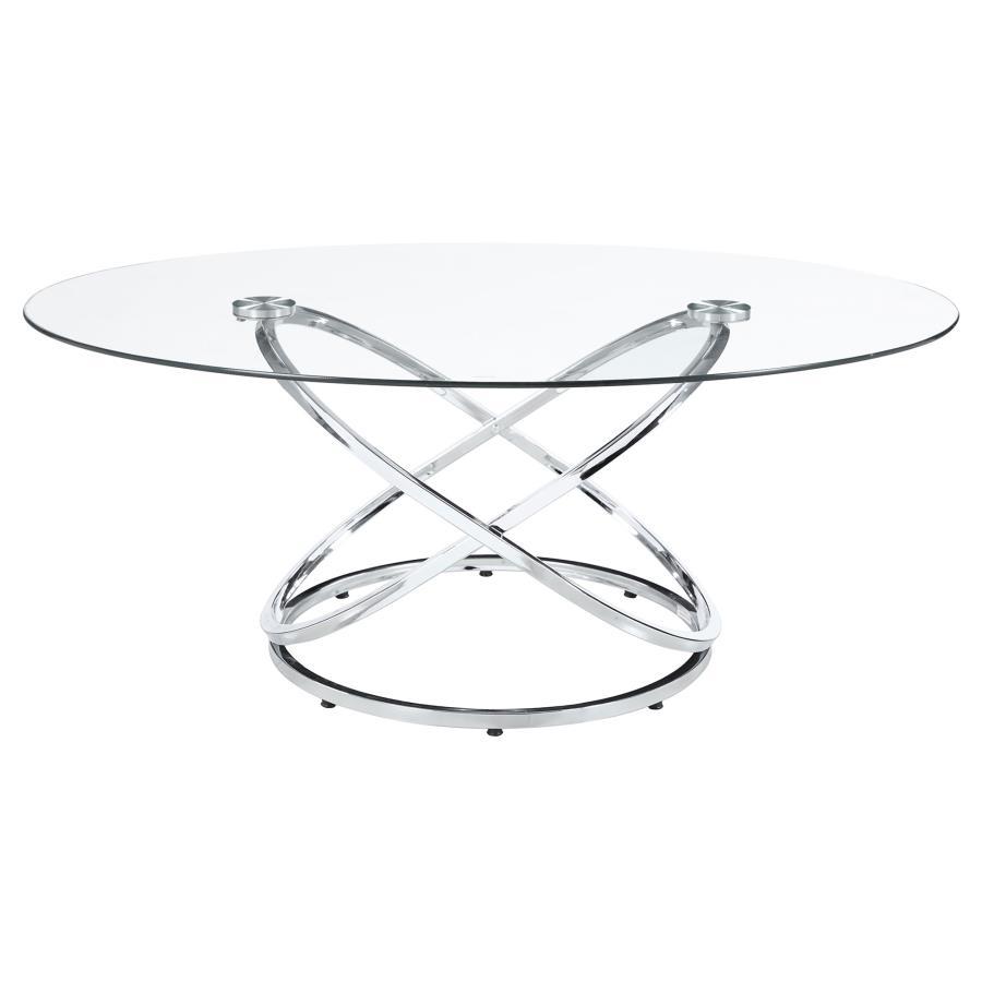 Warren - 3 Piece Oval Glass Top Coffee Table Set