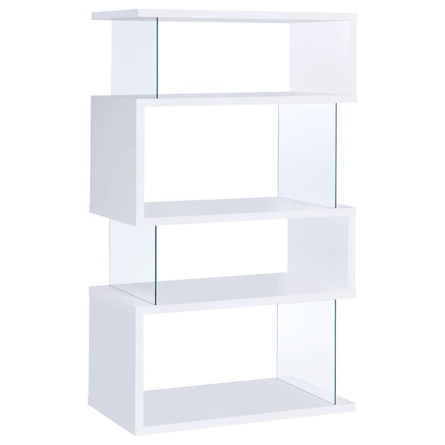 Emelle 4-Shelf Glass Panel Bookshelf