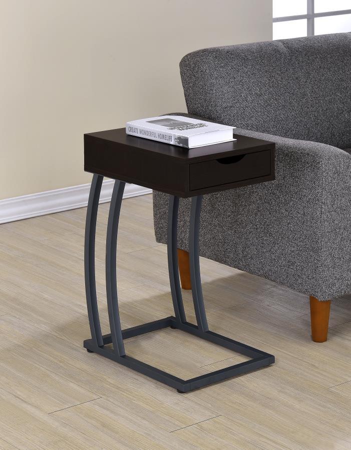Troy 1-Drawer C-Shaped Side Table with Power