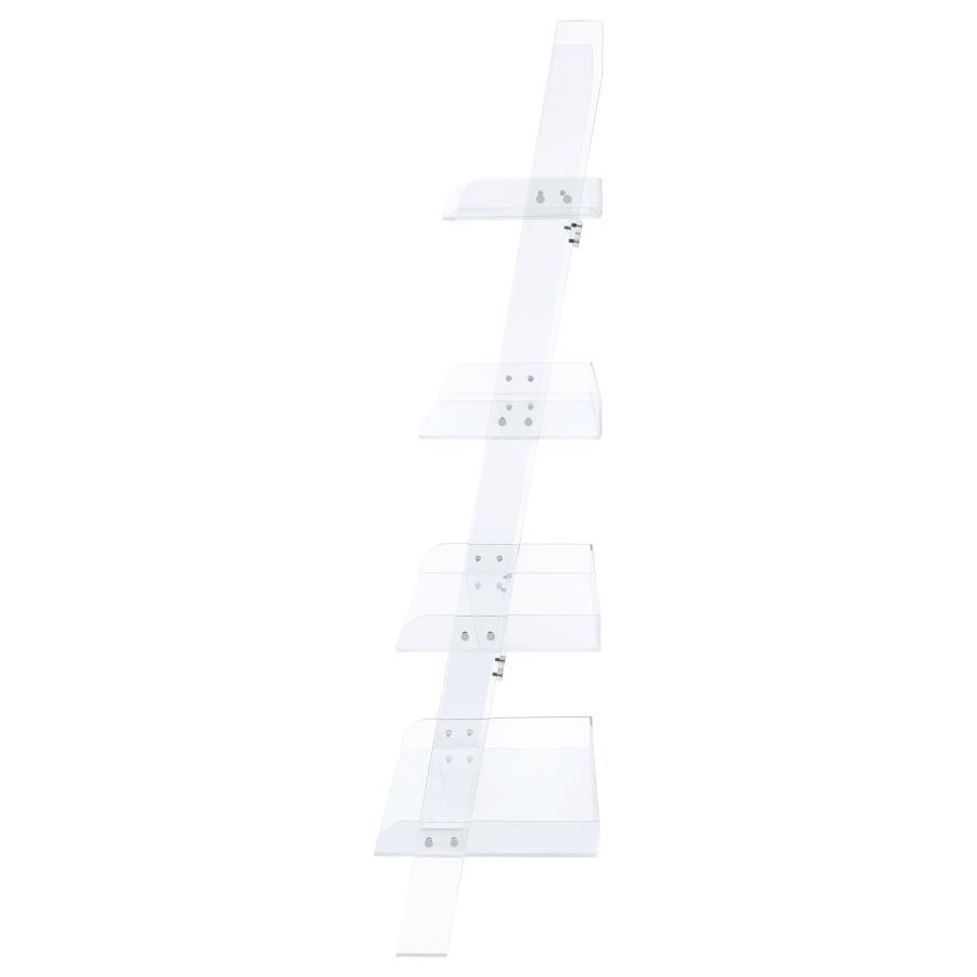 Amaturo 4-Shelf Acrylic Ladder Bookshelf in Clear