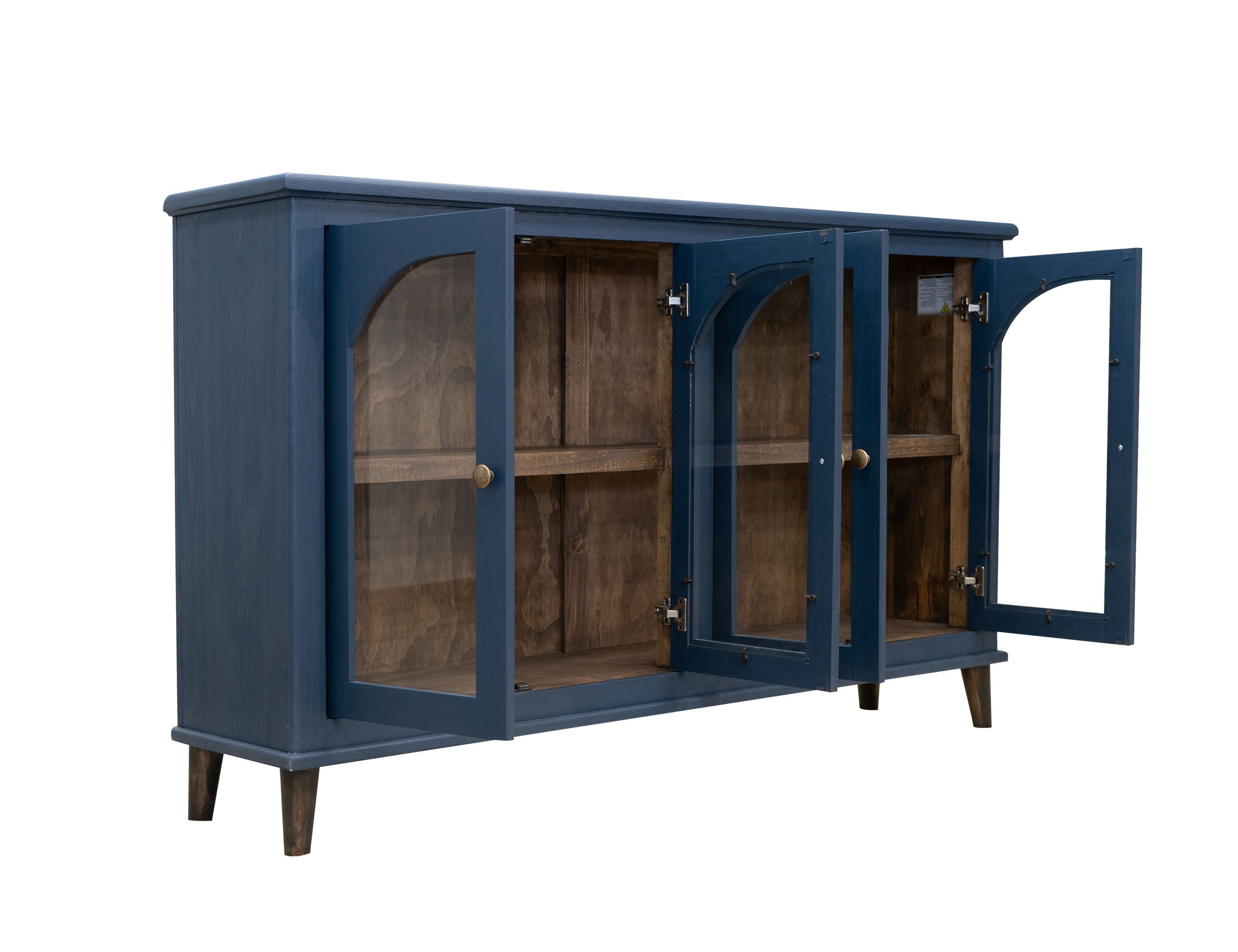 Genova Console 4 Glass Doors Lightly Distressed Pine