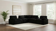 Collins Contemporary 6-Piece Modular Power Reclining Sectional Sofa in Black Corduroy Fabric