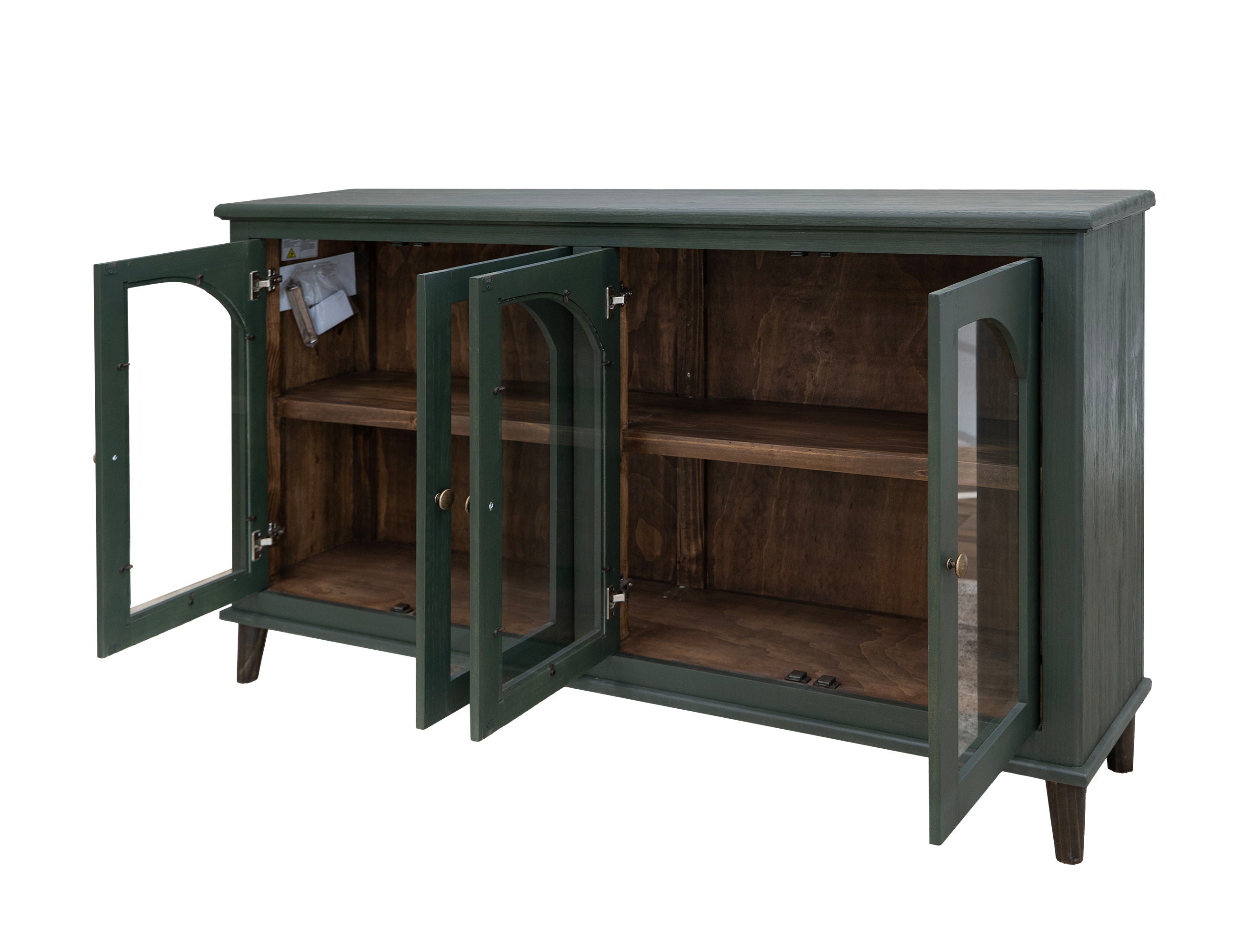 Genova Console 4 Glass Doors Lightly Distressed Pine