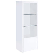 Jude 3-Shelf High Gloss White Media Tower with Glass Shelves