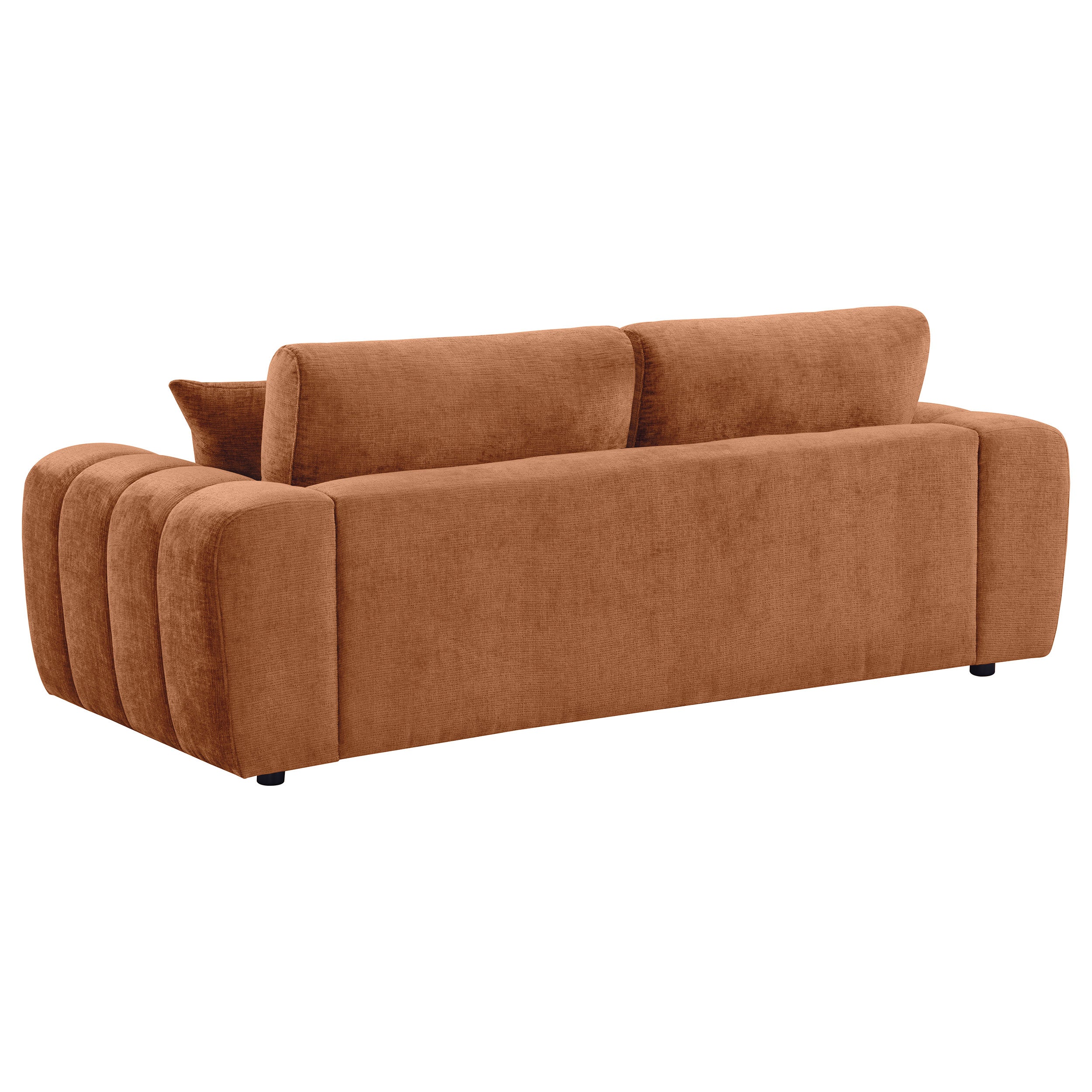 Burnett Contemporary 4-Piece Burnt Orange Chenille Sofa, Loveseat, Chair and Ottoman Set