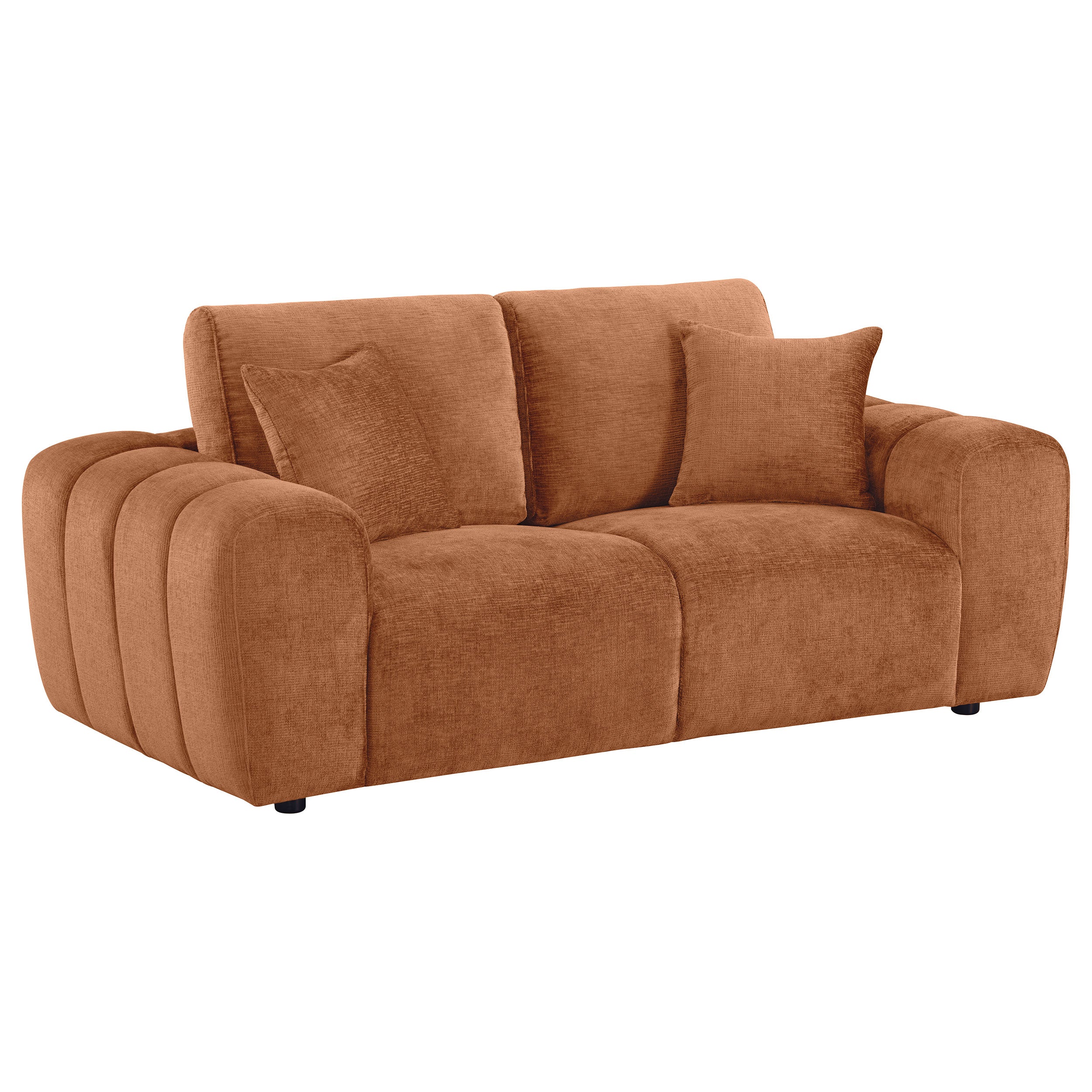 Burnett Contemporary Burnt Orange Chenille Loveseat
