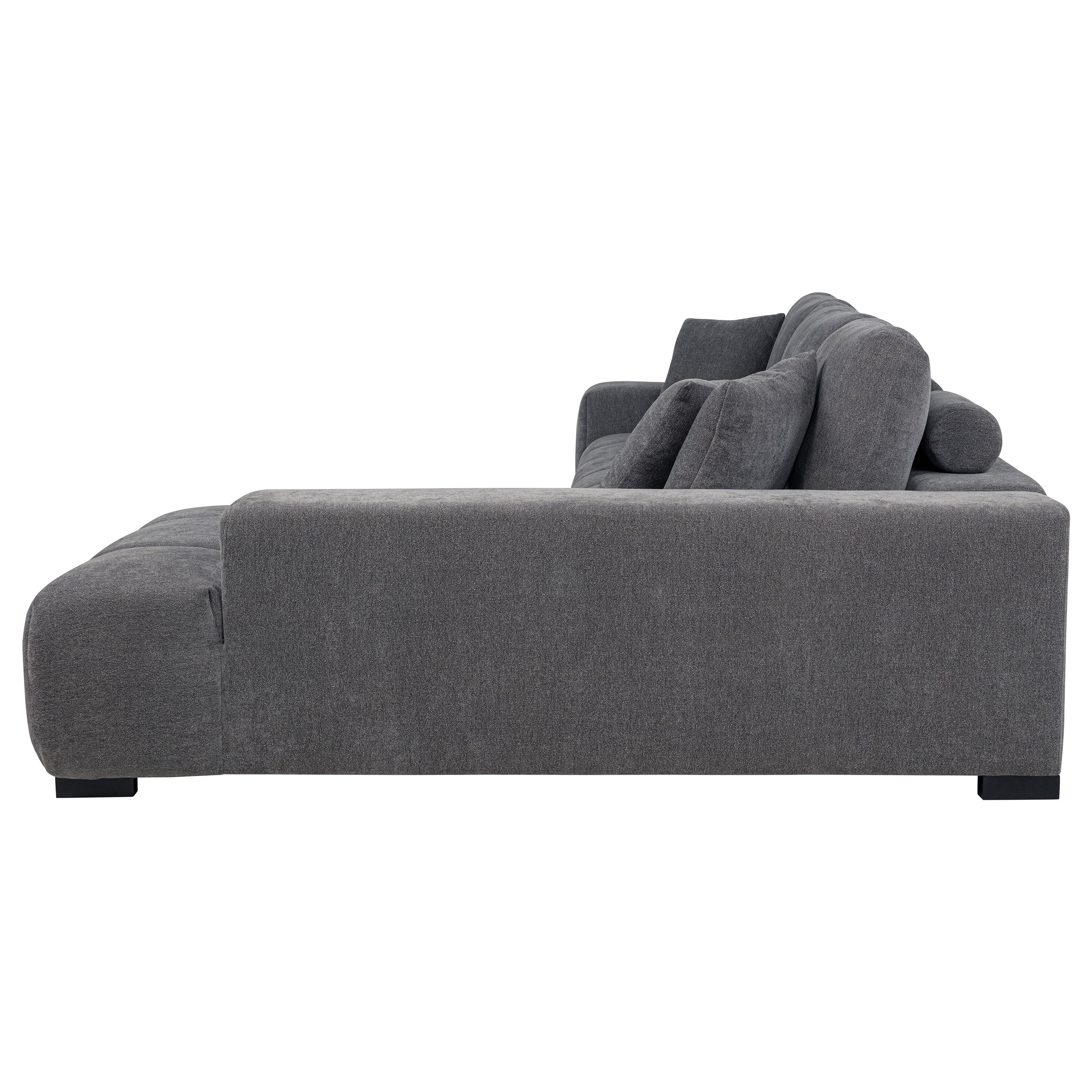 Octavia Mid-Century Inspired Charcoal Grey Tufted Sectional Sofa