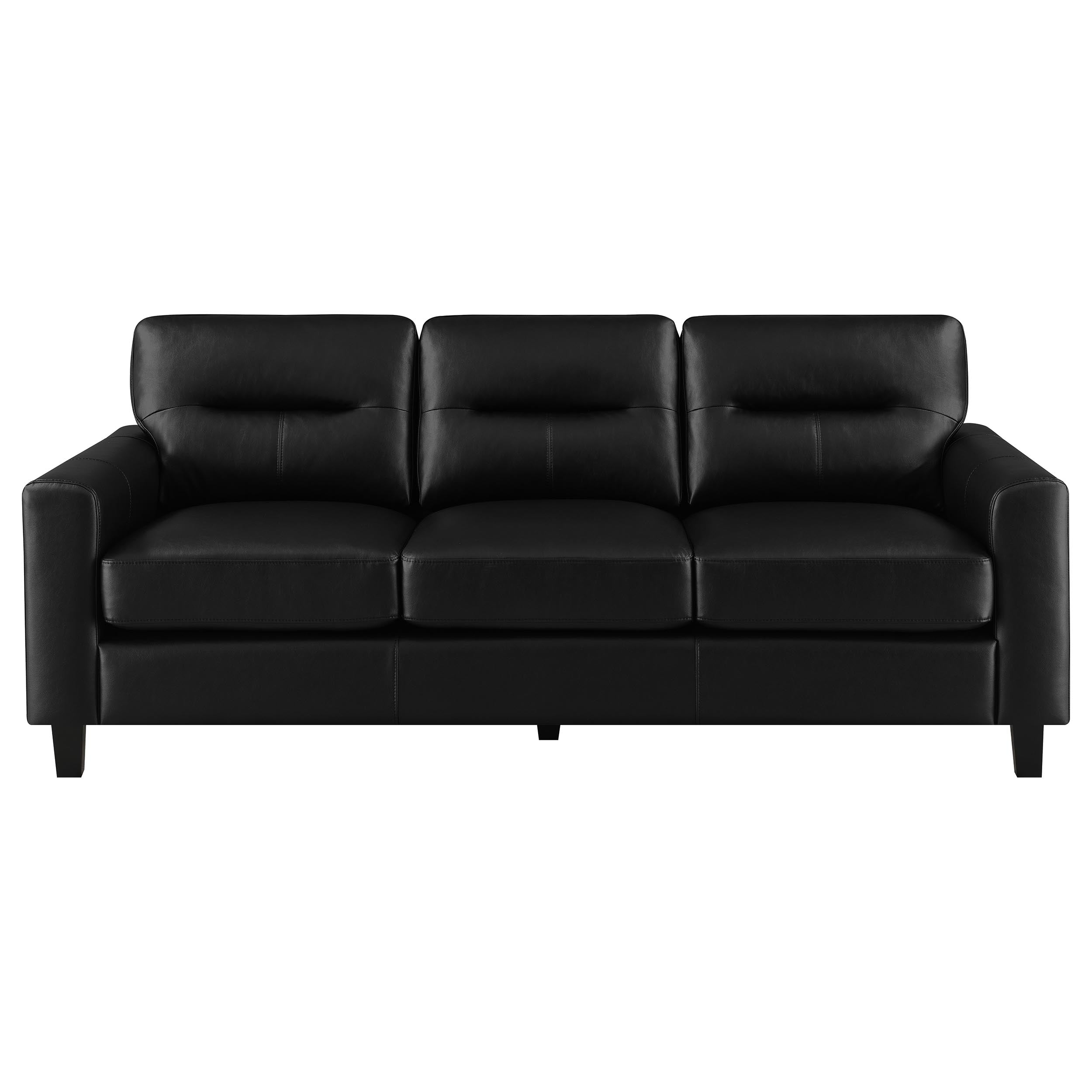 Scotland Transitional 2-Piece Black Leatherette Sofa and Loveseat Set