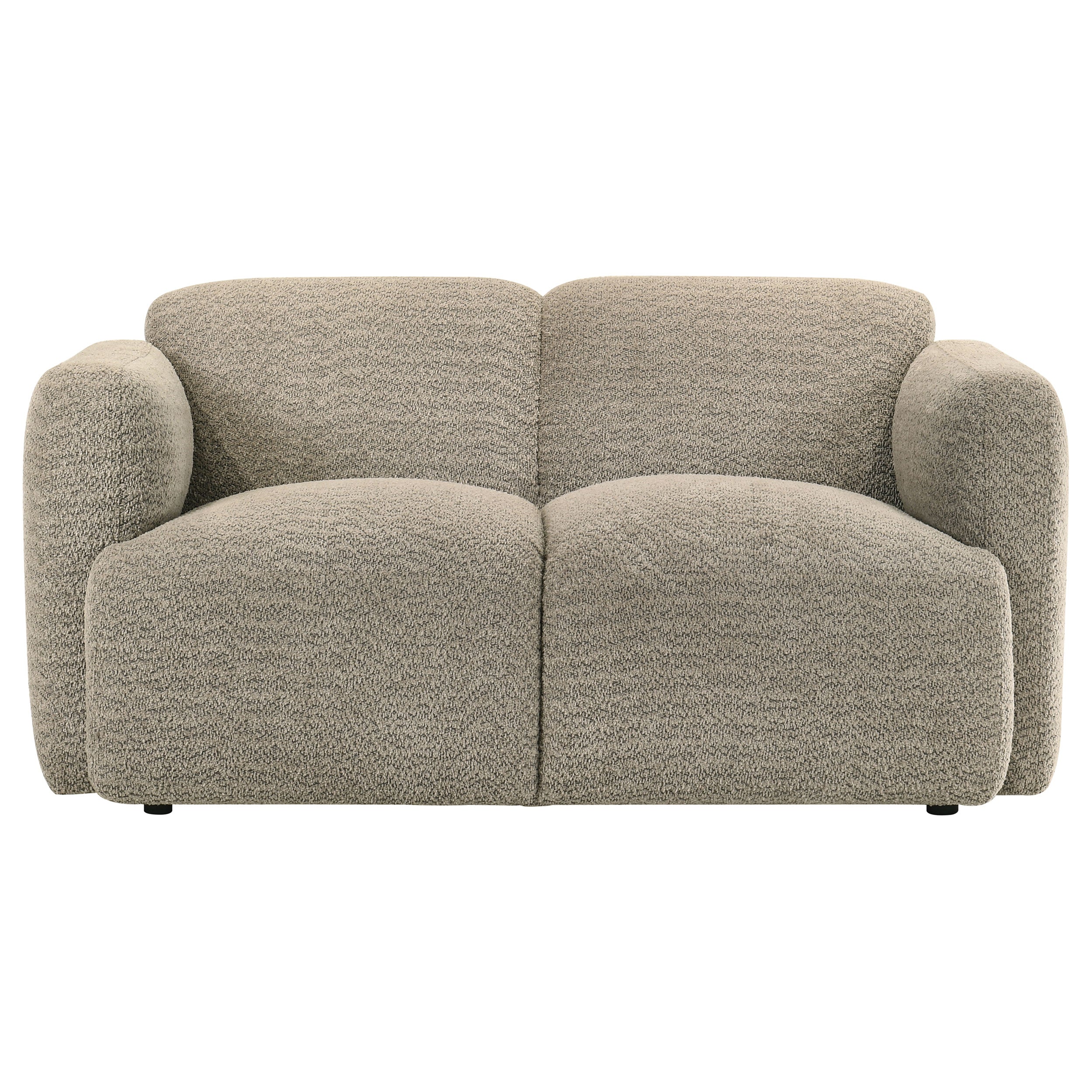 Dorset Contemporary Brown Textured Fabric Loveseat with Pocket Coil Seating