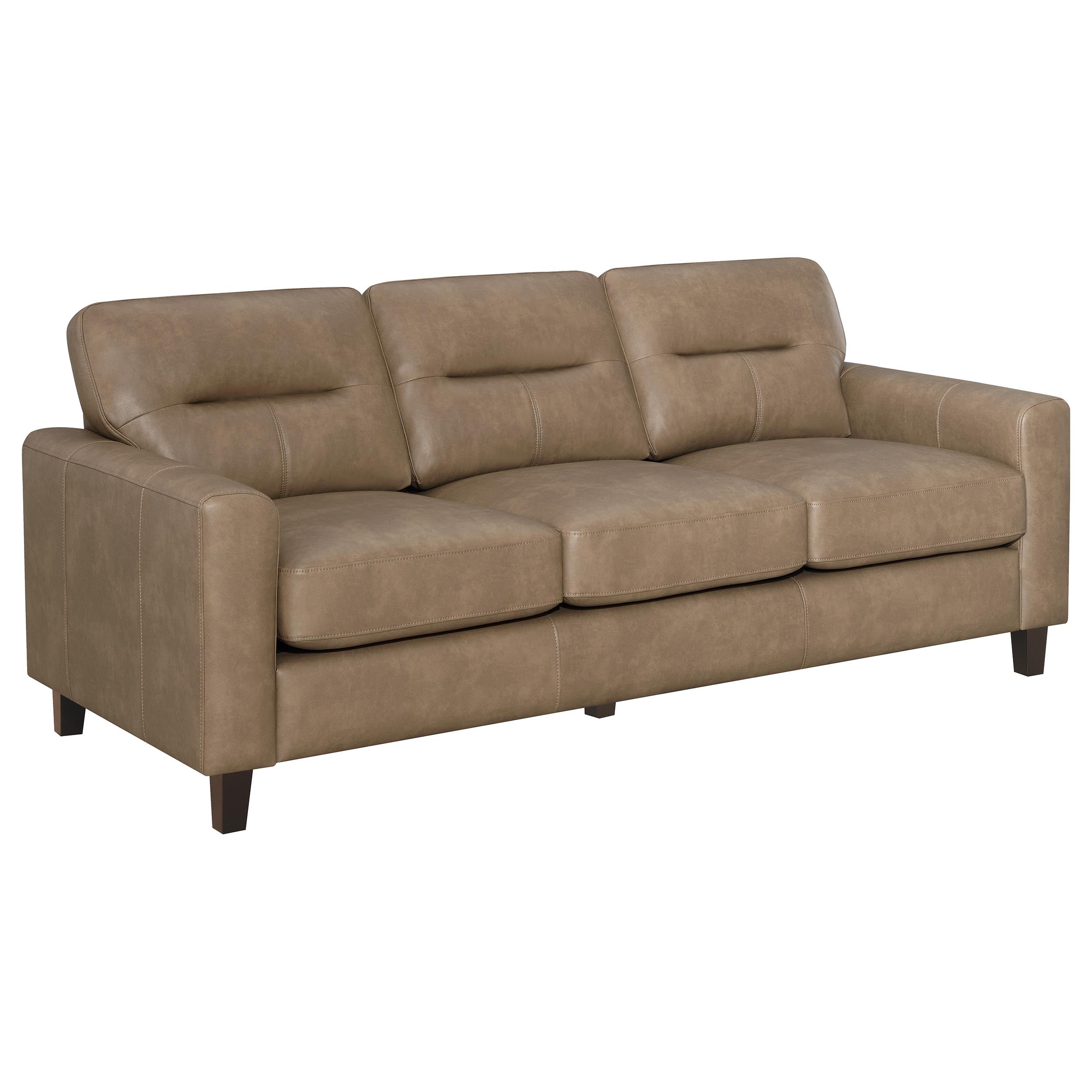 Scotland Transitional 2-Piece Brown Leatherette Sofa and Loveseat Set