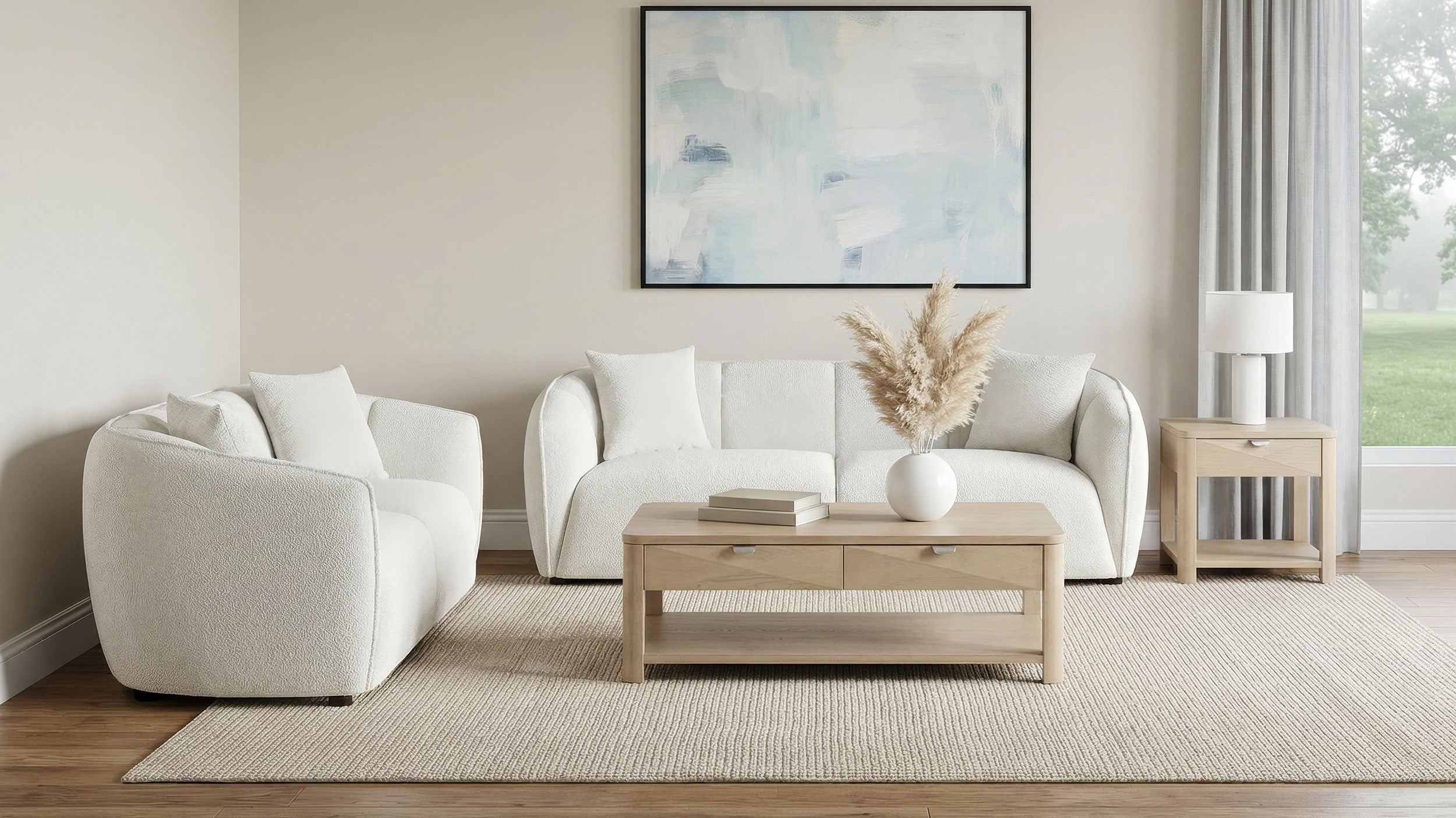 Aleisha Sand Fabric Upholstered Contemporary Sofa