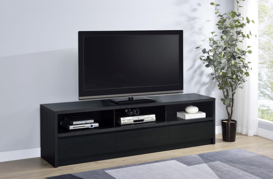 Rutland 78" Black 3-Drawer TV Stand