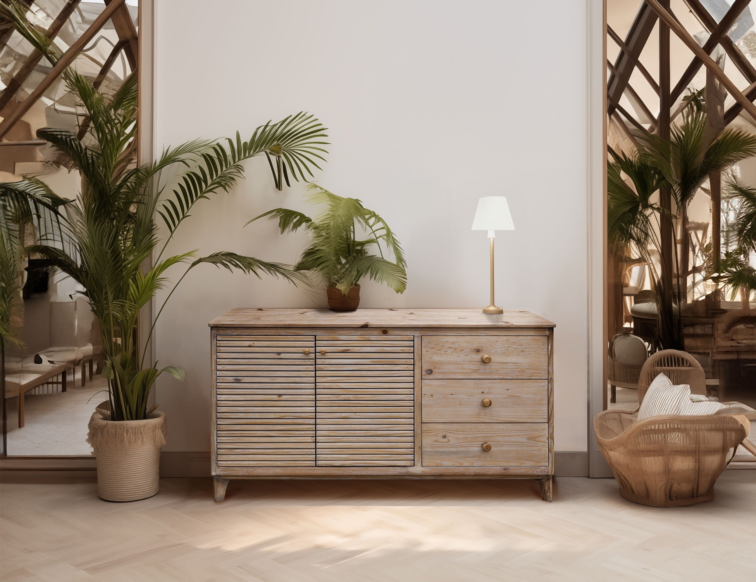 Giza - 3 Drawer & 2 Door Console - Hazelnut